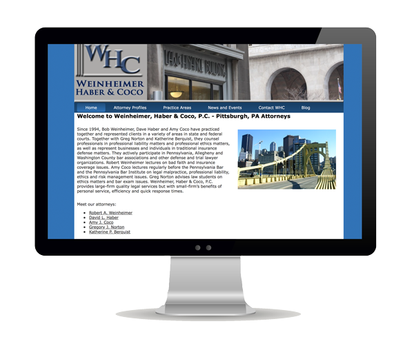 Weinheimer, Haber & Coco, P.C. Website Design Information Picture